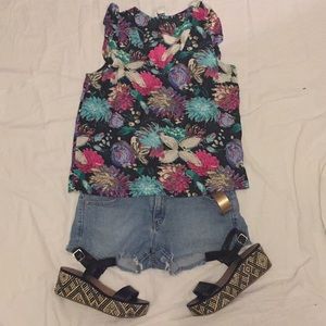 NWT J Crew floral sleeveless ruffle top - 6